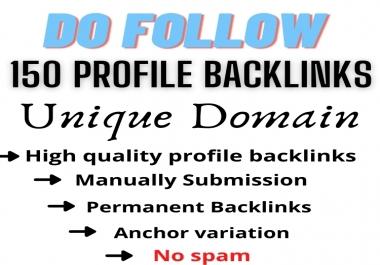 150 Unique domain Profile Backlinks Manually Create