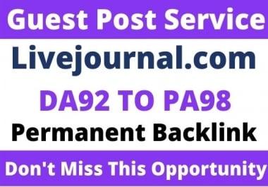 DA92+ Write and Publish Guest Post on Livejournal. com