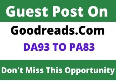 DA93 Write and Publish Guest Post on Goodreads. com