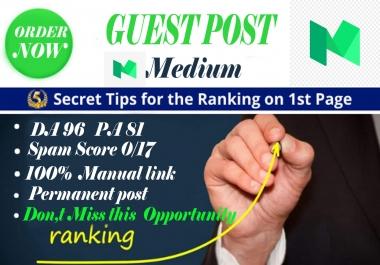Write and publish a guest post on Medium DA 96 PA 81
