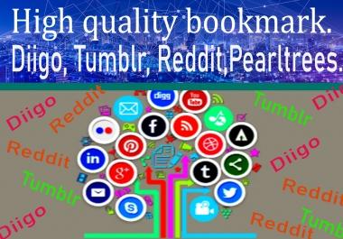 50 Tumblr,  + 50 Diigo,  + 30Reddit, 10 Pearltrees Manual high quality backlinks