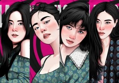 I will draw cute vexel art potrait from your photo