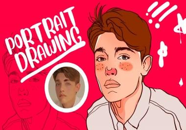 I will draw a cute illustration portrait with my style