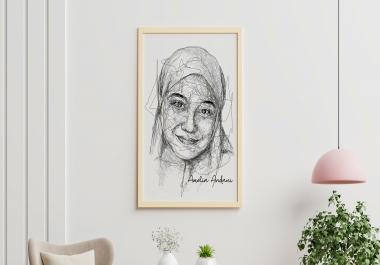 I will draw your scribble art portrait with my line style