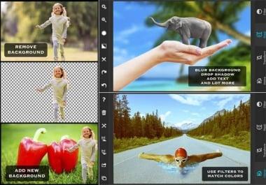 Change and remove photo background with retouching 5 photos