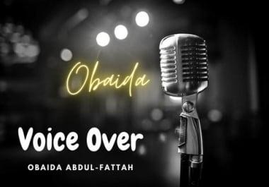 Profesionally record 500words in English french or Arabic voice over