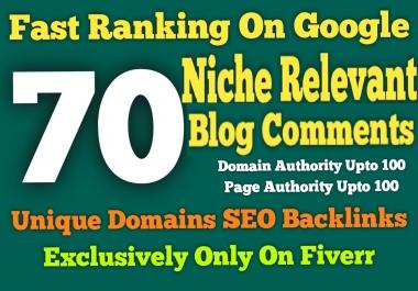 I will create 70 manual niche relevant blog comment backlinks