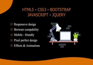I will create HTML website or convert PSD to HTML5 using css,  bootstrap,  jquery