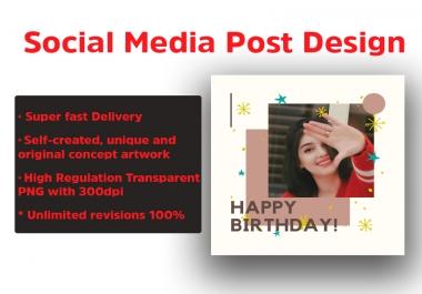 create a professional Birthday instagram post and social media post design