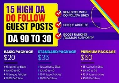 I will write and post 15 high da dofollow guest post da 94 to 30