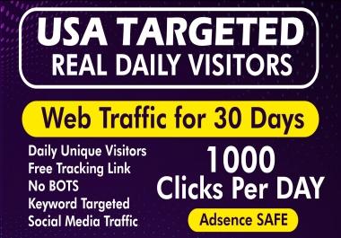 Drive USA Targeted Real Human Daily Visitors NO BOTS with Tracking Link