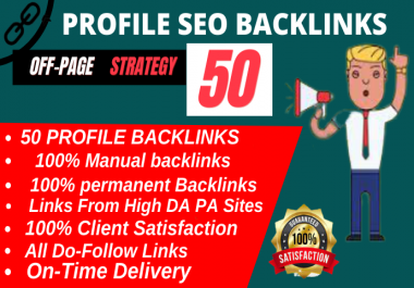 Rank on Google 1st Page With 50 High DA Manual Profile Backlinks