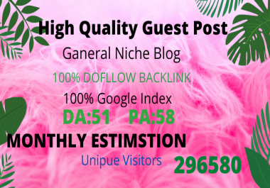 I will publish guest post on DA 51 general niche site