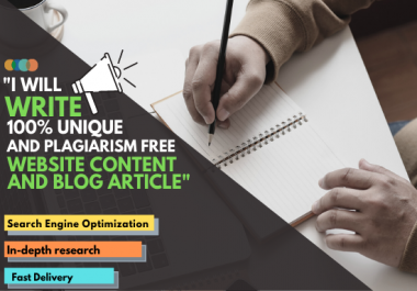 I will write 1500 words genuine SEO article writing,  blog post and website content