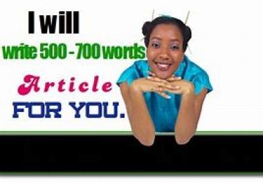 I Will Write Unique 500-700 Words Article FOR YOU, YOUR Blog,  Your Website