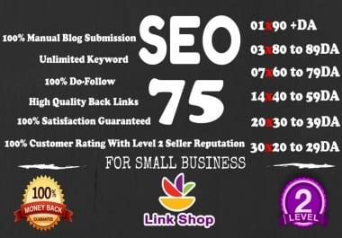 I will 75 unique dofollow backlinks da 20 to 90 plus 72h