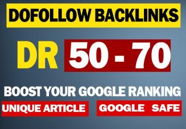 I will build 50 high authority DR 50 to 70 dofollow backlinks off page seo