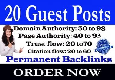 Write And Publish 20 Guest Posts on High PR Rank your website