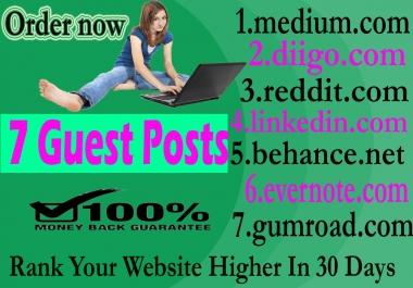 I will do Write And Publish 7 Dofollow Guest Posts on DA90+ High For Your Website