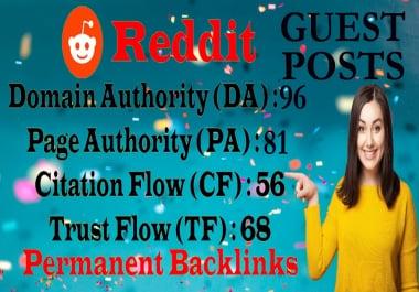 I will do Write And Publish Reddit on Guest Posts Authority DA91