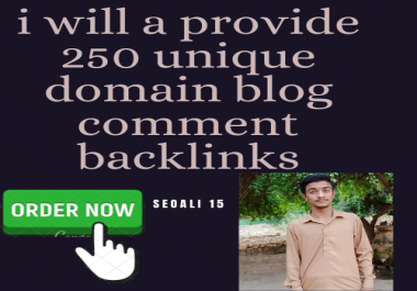 I will provide 250 unique domain blog comment backlinks