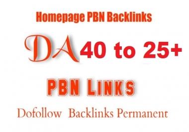 Create 5 DA 40 to 25+ Homepage PBN Backlinks To Skyrocket you SERP