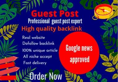 10 Guest Post High Authority DA 50+ Unique Content Natural Contextual Backlinks