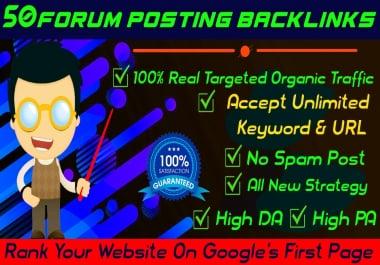 I will create 50 unique quality forum posting dofollow SEO backlinks