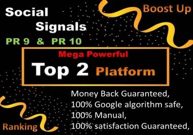 Mixed Top 2 Social Network 5000 Social Signals H-Q PR10 Backlink Pinterest,  WebShare To Your Website