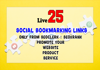 Instant 25 Live Social Bookmarks Links within 24 hours