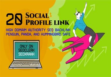 Create 20 Social Profile Links DA80-DA100 to Boost Your Google Ranking
