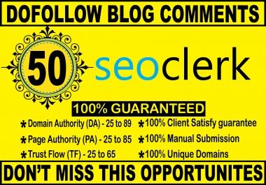 I will do 50 high quality dofollow blog comments backlinks on High Authority Blog