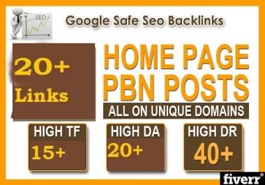 Make 20 high tf da pa dr homepage PBN permanent SEO backlinks