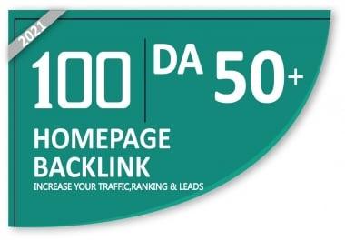 Manually Homepage 100 backlinks DA 50+ Available In Very Cheap Price.