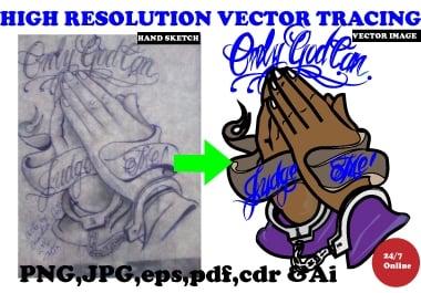 I will redraw,  vectorize logo, image, drawing in high resolution