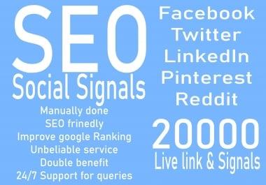 make 20000 Social Signals for website SEO optimization service for google top ranking