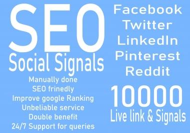 create 10000 Social Signals for your website SEO service for higher google ranking