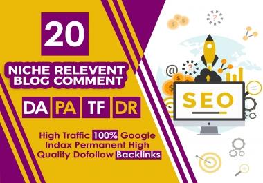 I Will Provide 20 Niche Relevent Blog Comments High DA PA