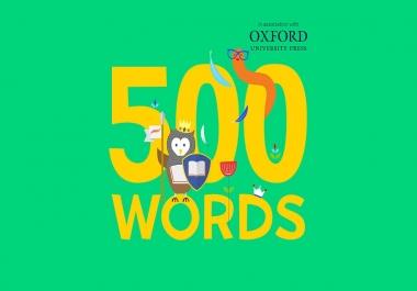 I will write 500 words professionally