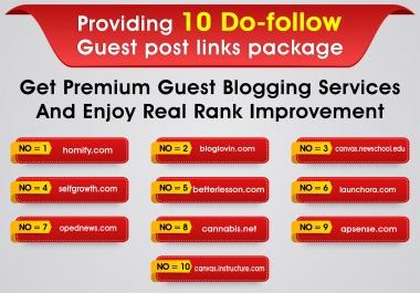 I will publish 10 Do-follow Guest posts on DA 80+ websites