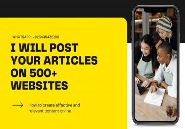 I will write and publish article for you on 500+ websites
