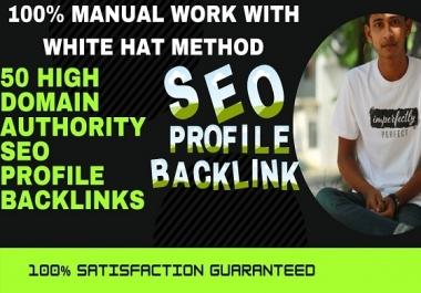 I will create 50 high domain authority SEO profile backlinks