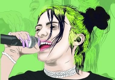 I will draw your photo into amazing portrait Vector art