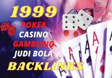 1999 Unique Domain CASINO,  GAMBLING,  POKER,  JUDI BOLA PBN Backlinks