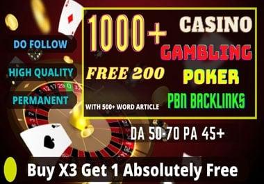 1000+ PBN Blog Post Casino/Gambling/Poker/judi Bola Niche Related High Quality Permanent Post