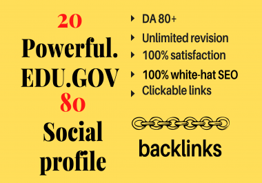 20. EDU. GOV & 80 social profile backlinks.