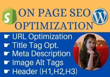 do on page SEO optimization for wordpress and shopify store