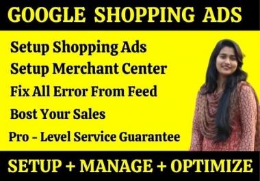 setup google shopping ads campaign and fix merchant center