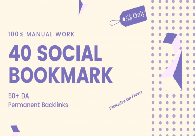 Social bookmarks on 40 high authority sites