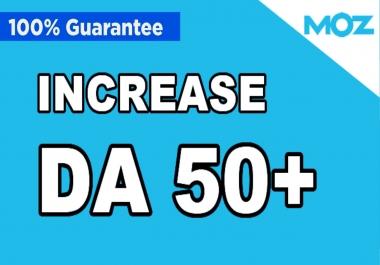 increase Moz DA domain authority 50+ PA page authority 30